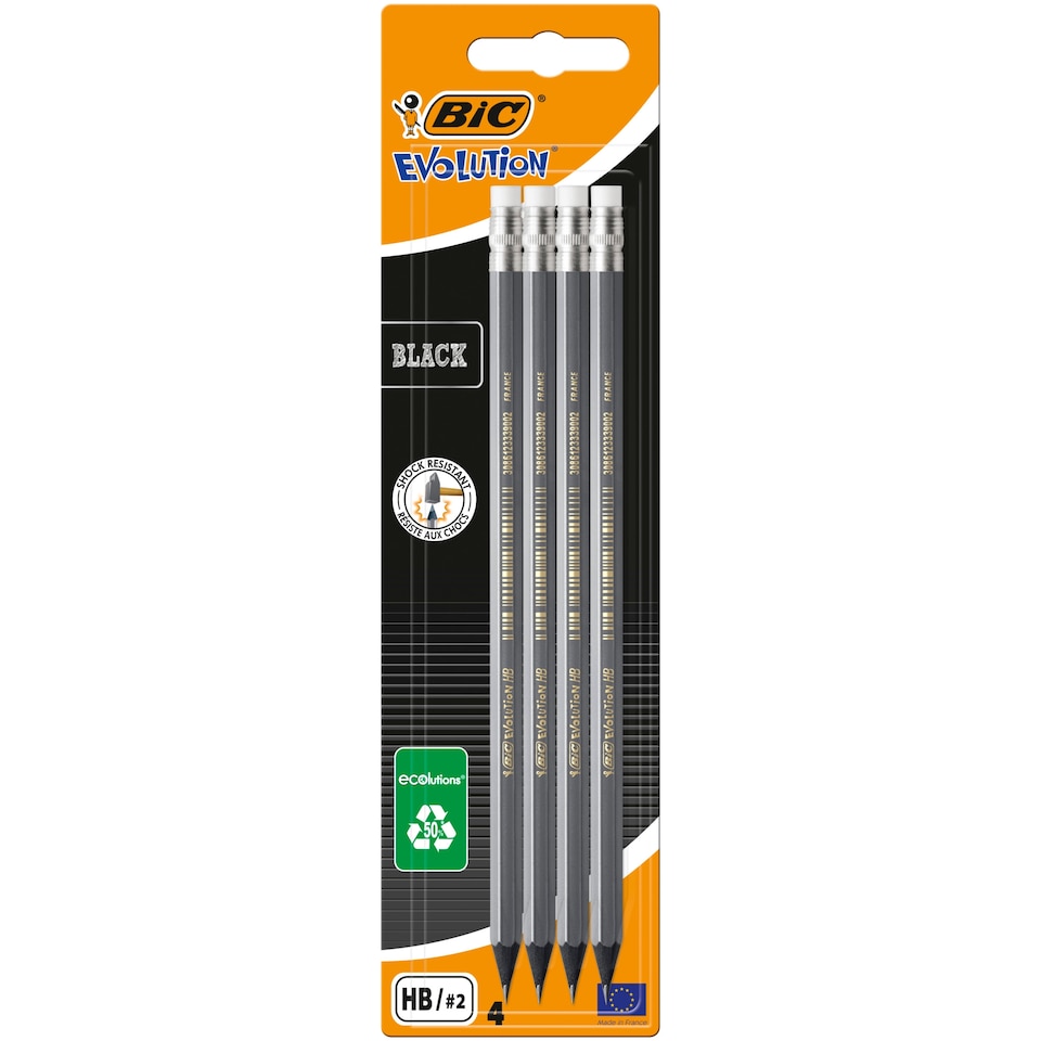 Bic Evo Black Hb Pencil 4 Pack