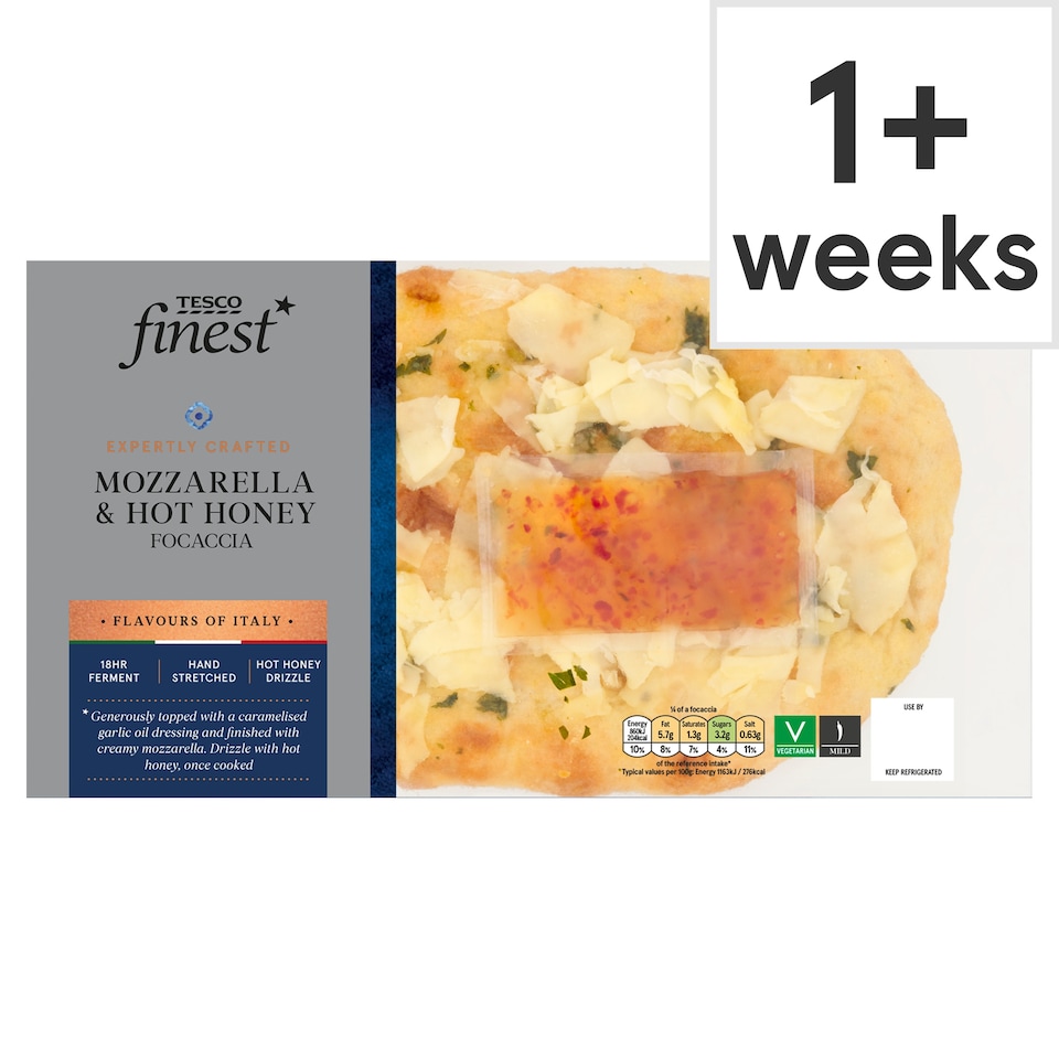Tesco Finest Mozzarella and Hot Honey Focaccia 312g