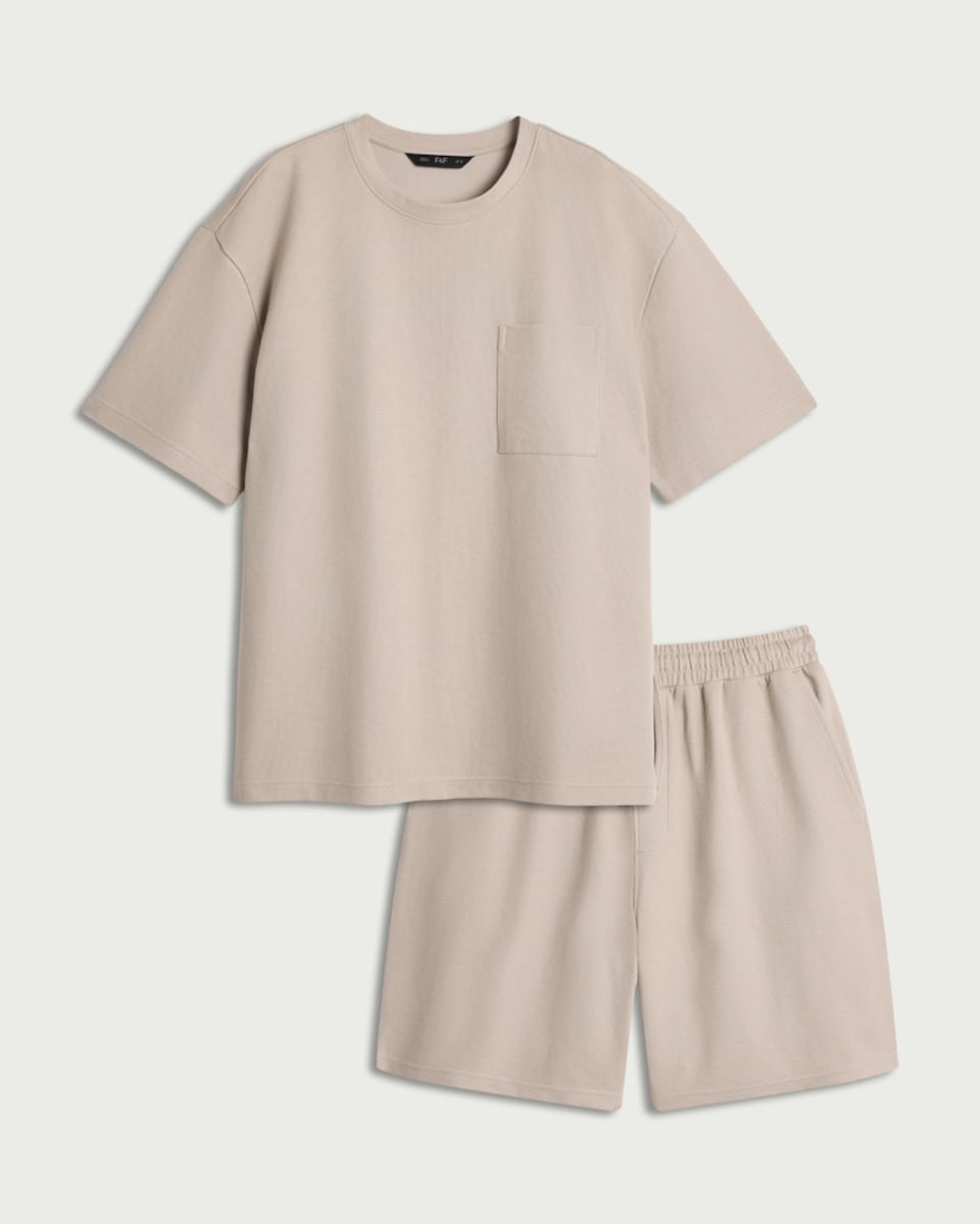 image 1 of F&F Cotton Rich Textured Short Pyjama Set in Multi