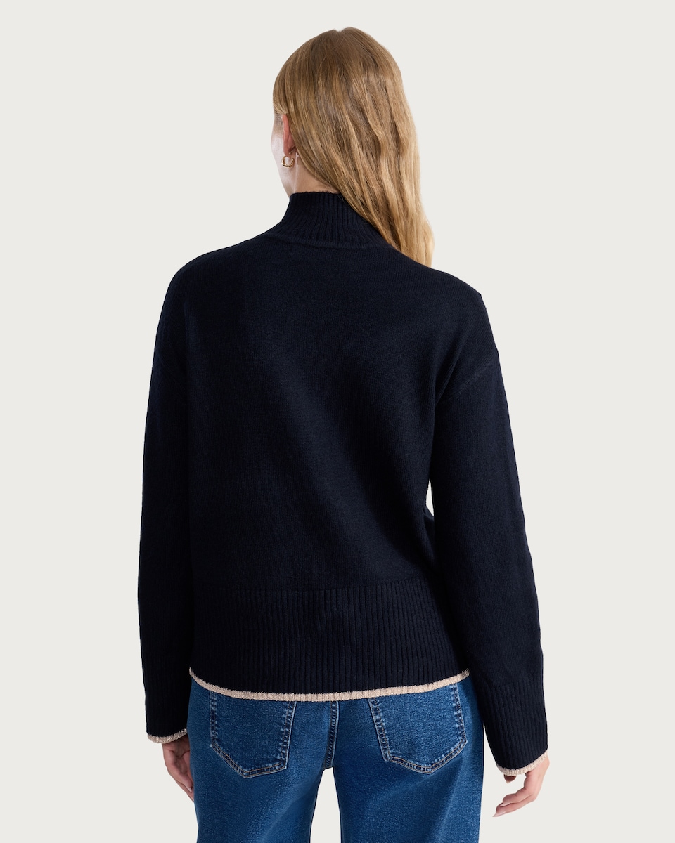 image 1 of F&F Sequin Christmas Tree Jumper in Navy