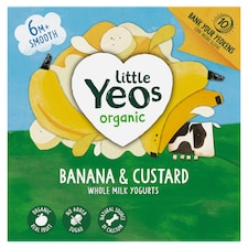 Little Yeos Organic No Added Sugar Banana & Custard Yogurt 4 x 85g