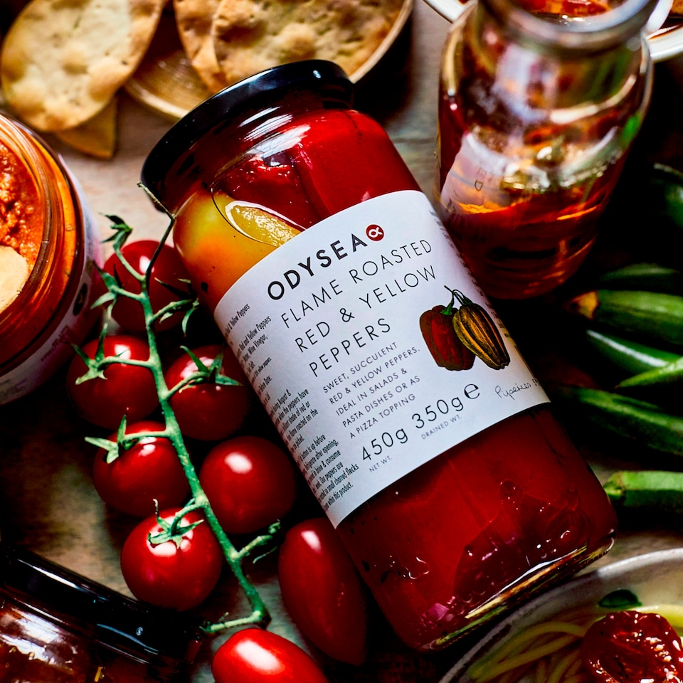 image 1 of Odysea Flame Roasted Red & Yellow Peppers 450g