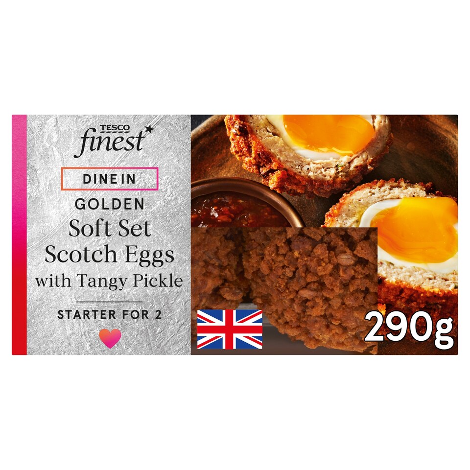 image 1 of Tesco Finest Soft Set Scotch Eggs with Tangy Pickle 290g