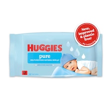 Huggies Pure 0% Plastic Baby Wipes 48 Wipes