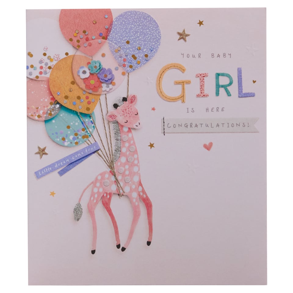 Carlton New Baby Card Baby Girl Congratulations!