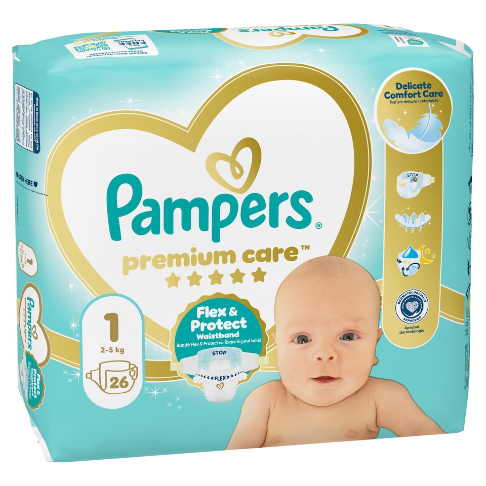 Obrázek 1 pro produkt Pampers Premium Care Velikost 1, 26 Plenek, 2kg-5kg