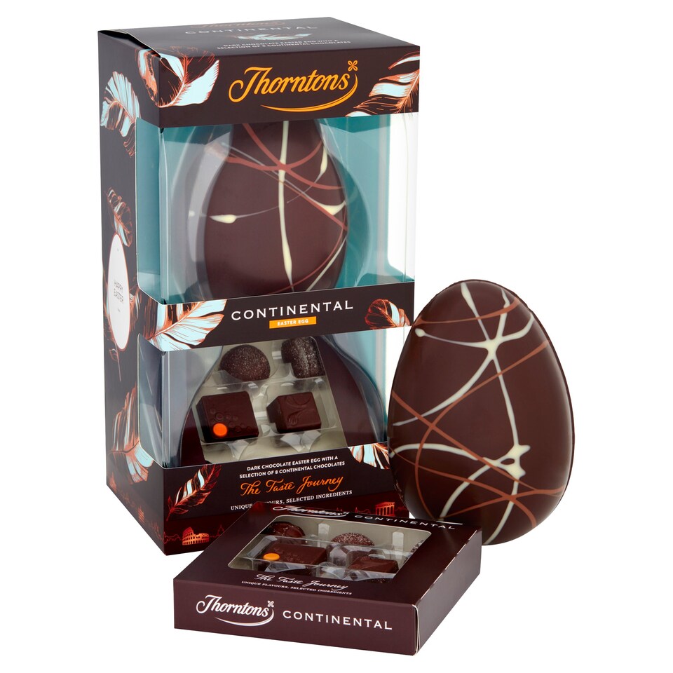 image 1 of Thorntons Continental Dark Chocolate Egg With Dark Chocolate Selection 256G