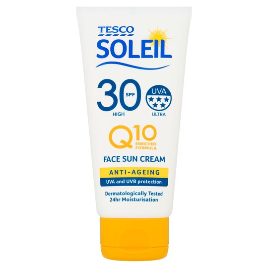 Tesco Soleil Q10 AntiAging Sun Cream Face Spf 30 50Ml Tesco Groceries