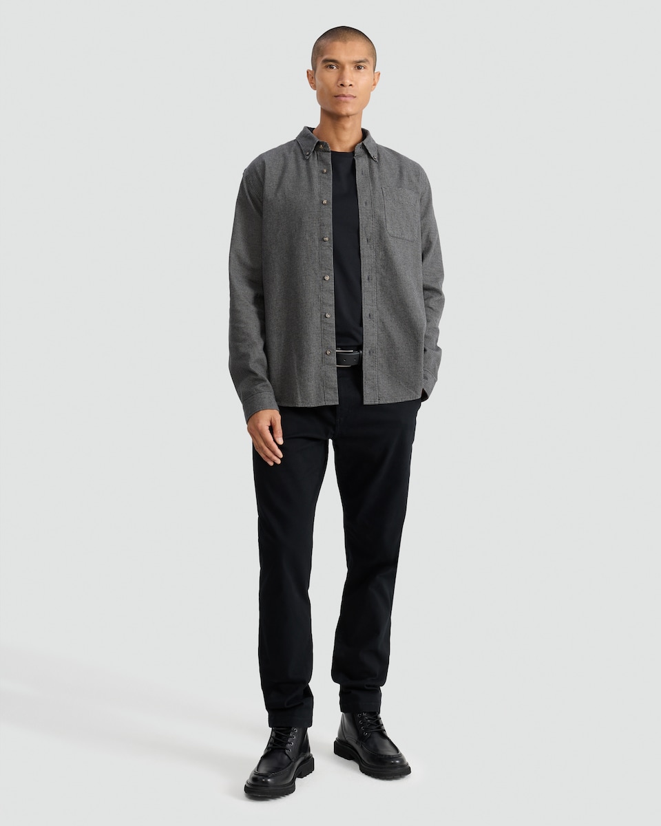 image 1 of F&F Pure Cotton Dogstooth Print Flannel Shirt in Grey