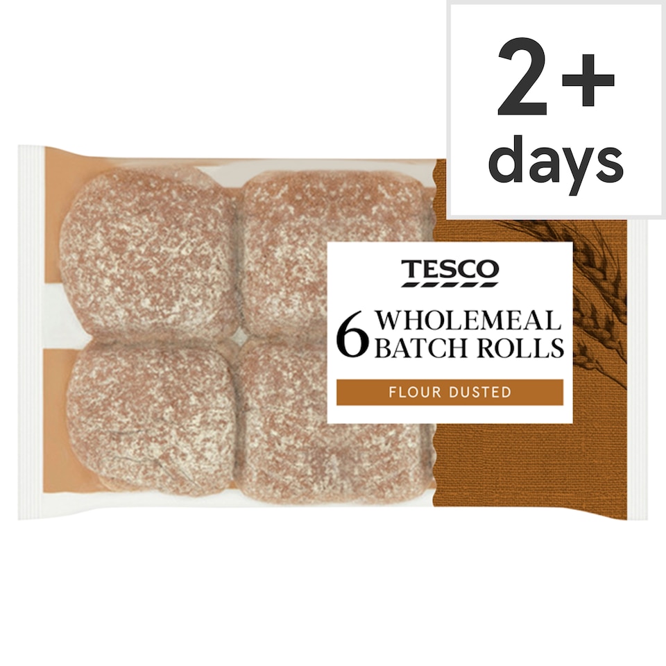 TESCO Wholemeal Batch Rolls 6 Pack