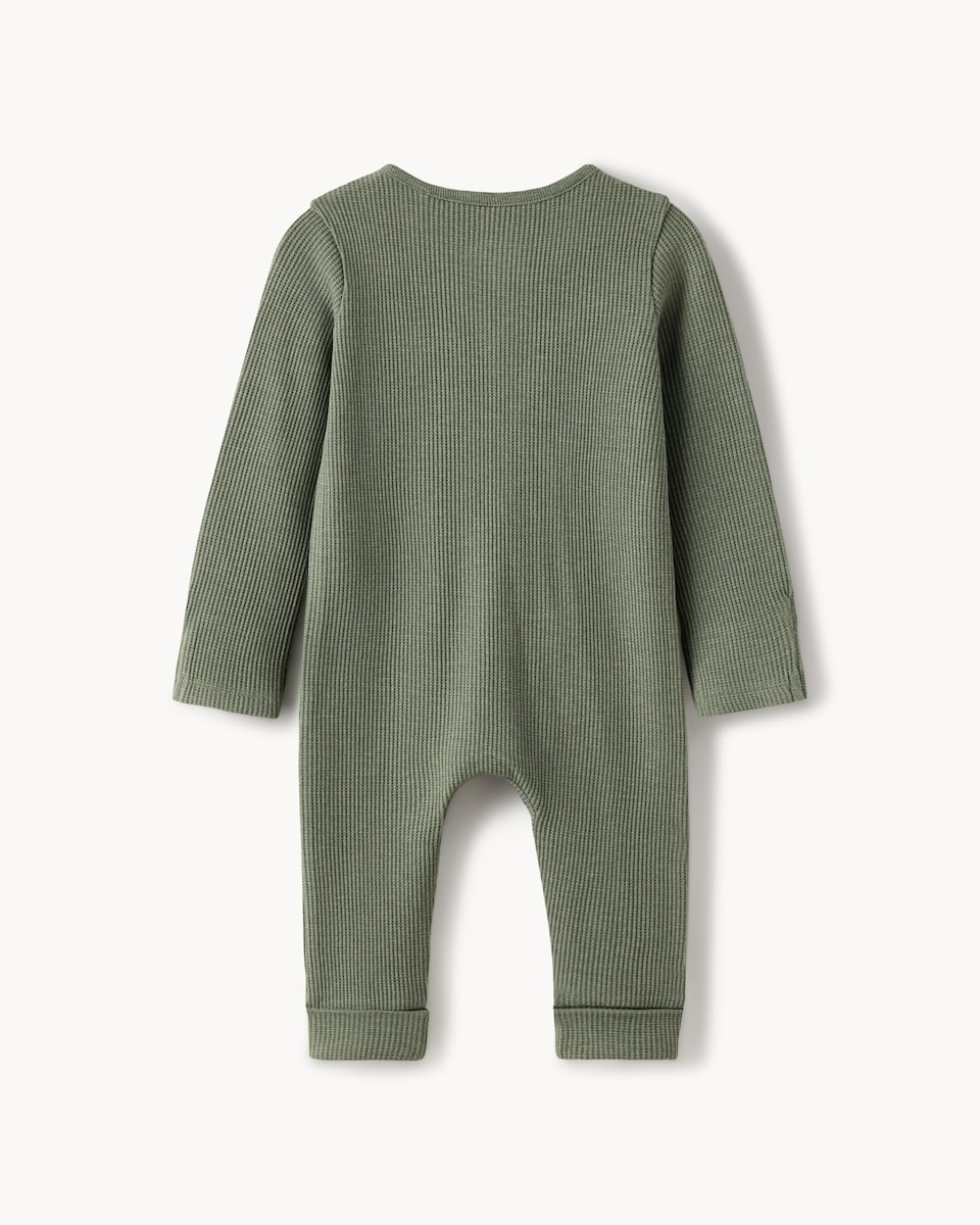 image 1 of F&F Baby 2-Pack Cotton Rich Ribbed Sleepsuits in Green