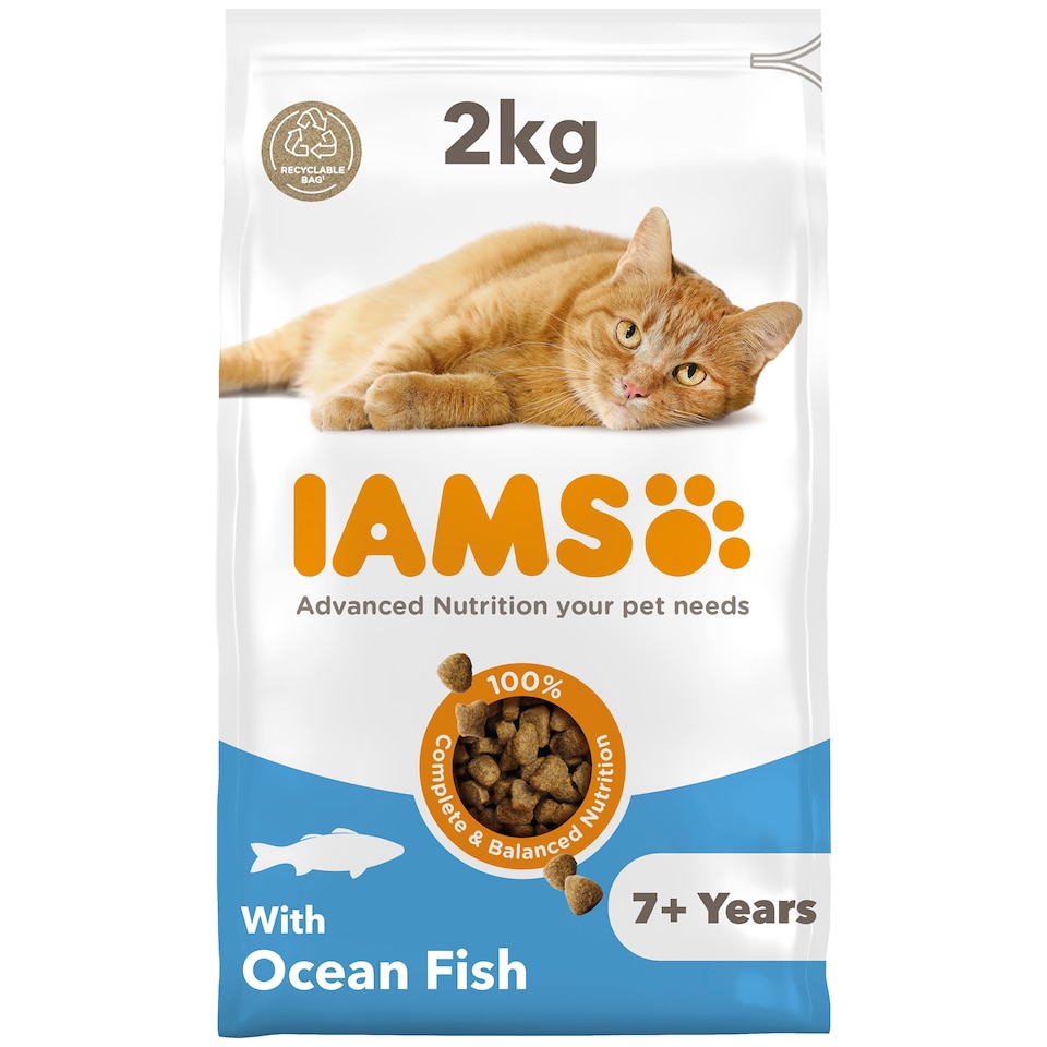 image 1 of Iams Senior 7+ Cat Food With Ocean Fish 2Kg