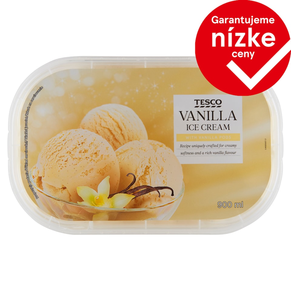 Tesco Smotanový mrazený krém vanilkový 900 ml