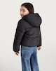 image 3 of F&F Girls Cropped Hooded Shower Resistant Puffer Jacket in Black