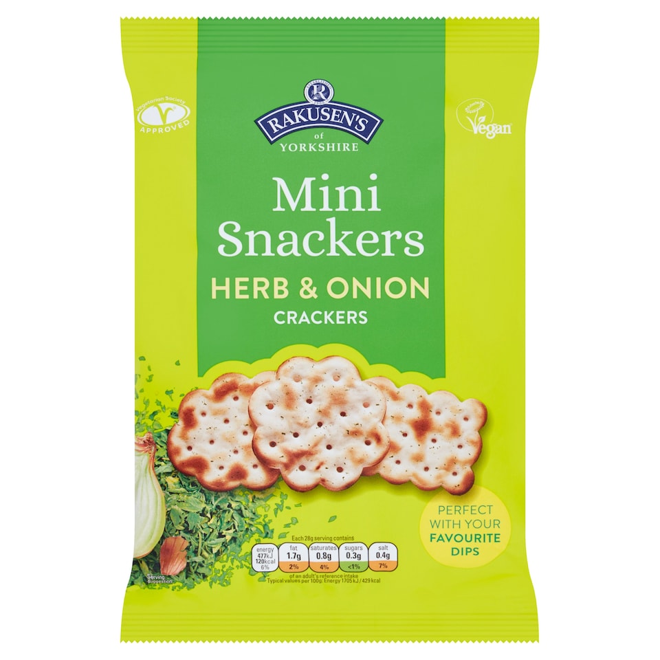 Rakusen's Mini Snackers Herb & Onion Crackers 85g