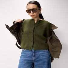 F&F Knitted Button Up Cardigan in Olive