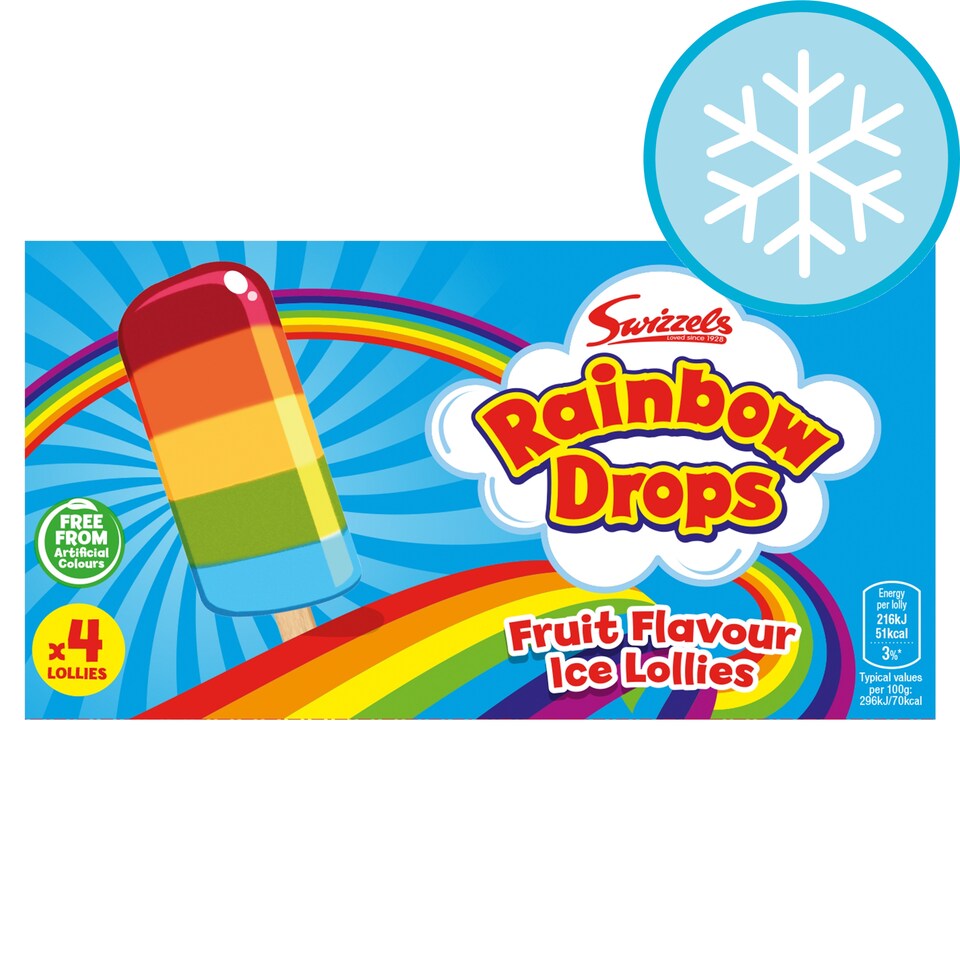 Swizzels Rainbow Drops Ice Lollies 4 x 73ml