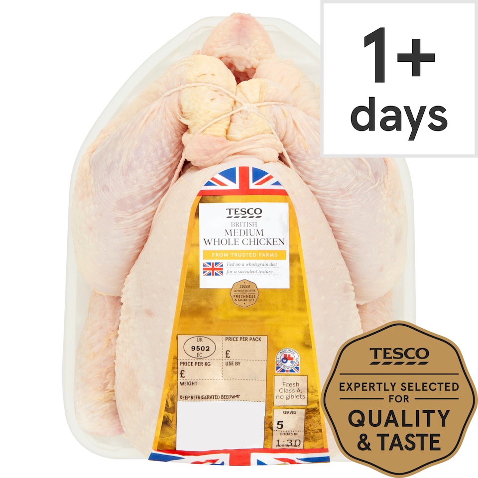 Tesco British Whole Chicken 1.35-1.55Kg