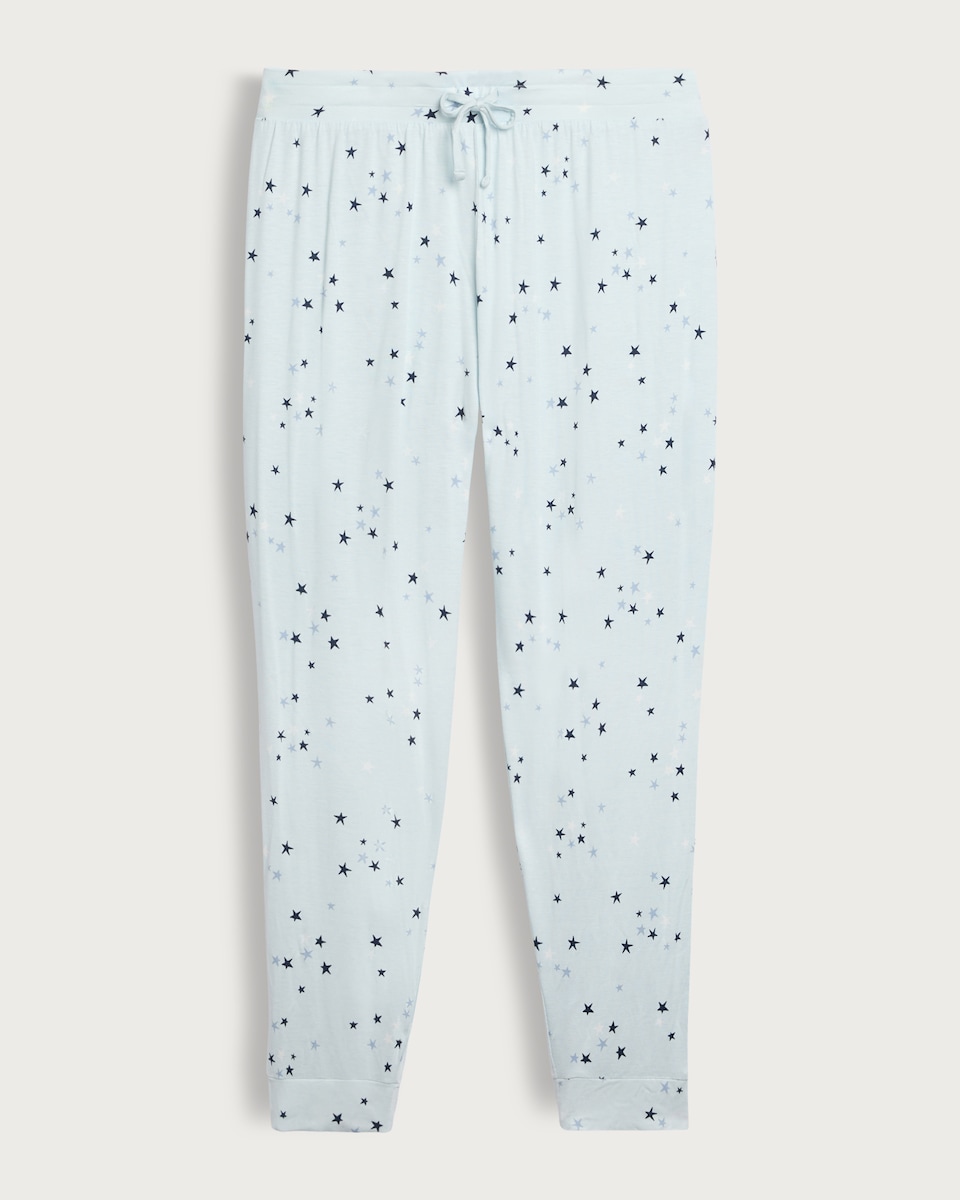 image 1 of F&F Star Print Cuffed Leg Pyjama Trousers in Multi Blue