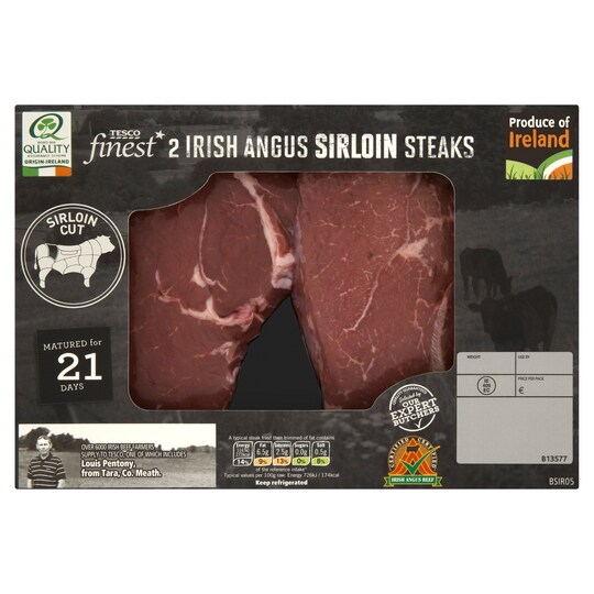 Tesco Irish Finest Sirloin Steak 454g Tesco Groceries