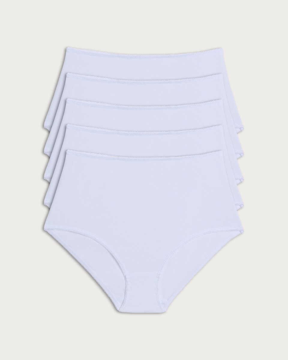 image 1 of F&F 5-Pack Cotton Rich Full Brief Knickers in White