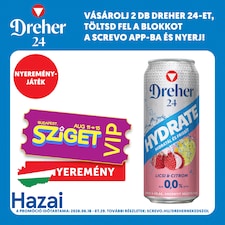 Dreher 24 Hydrate alkoholmentes világos sör és licsi-citrom ízű ital keveréke 0,0% 0,5 l