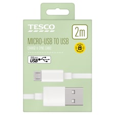 Tesco 2m Micro USB Cable White