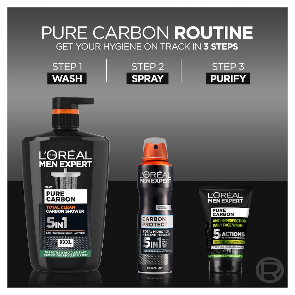 image 1 of L'Oreal Men Expert Pure Carbon 5in1 Shower Gel 1L