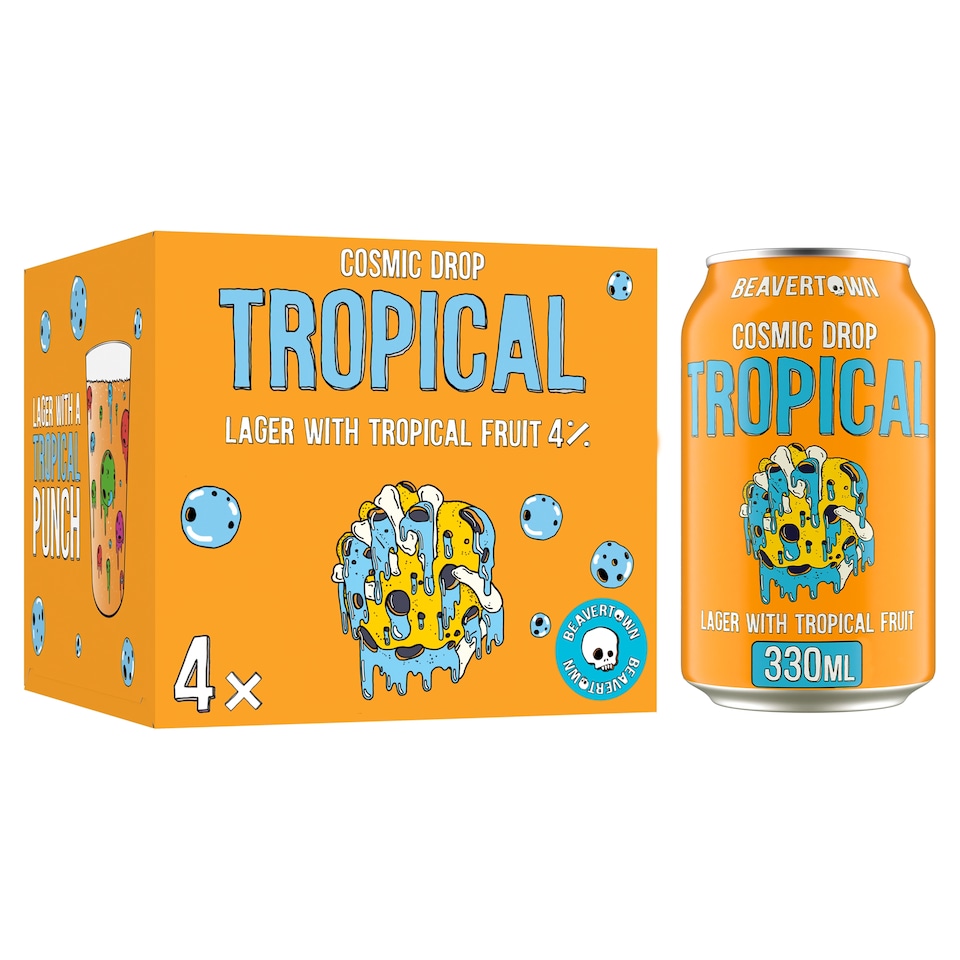 Beavertown Cosmic Drop Tropical Fruit Lager 4x330ml