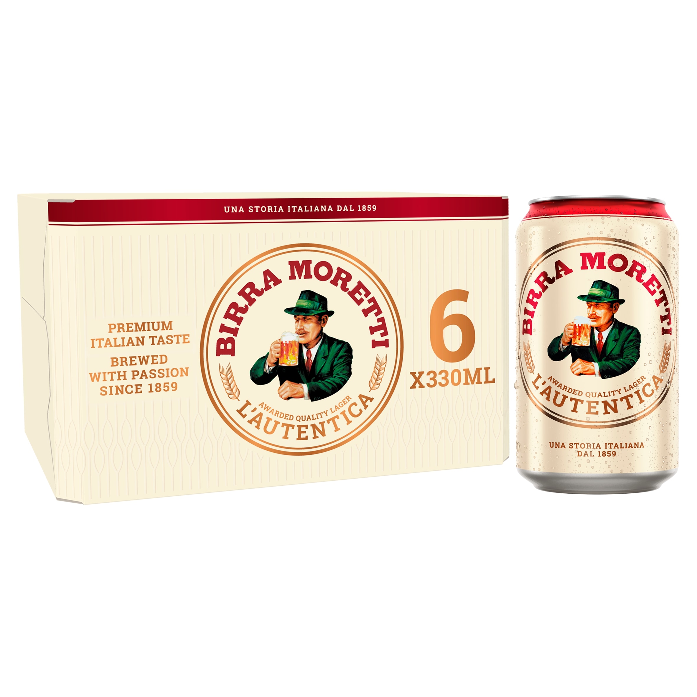 Birra Moretti Premium Lager Beer 6 x 330ml