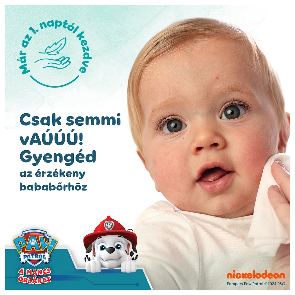 Pampers Harmonie Aqua Nedves Törlőkendő, 9 Csomag = 432 db  1. kép
