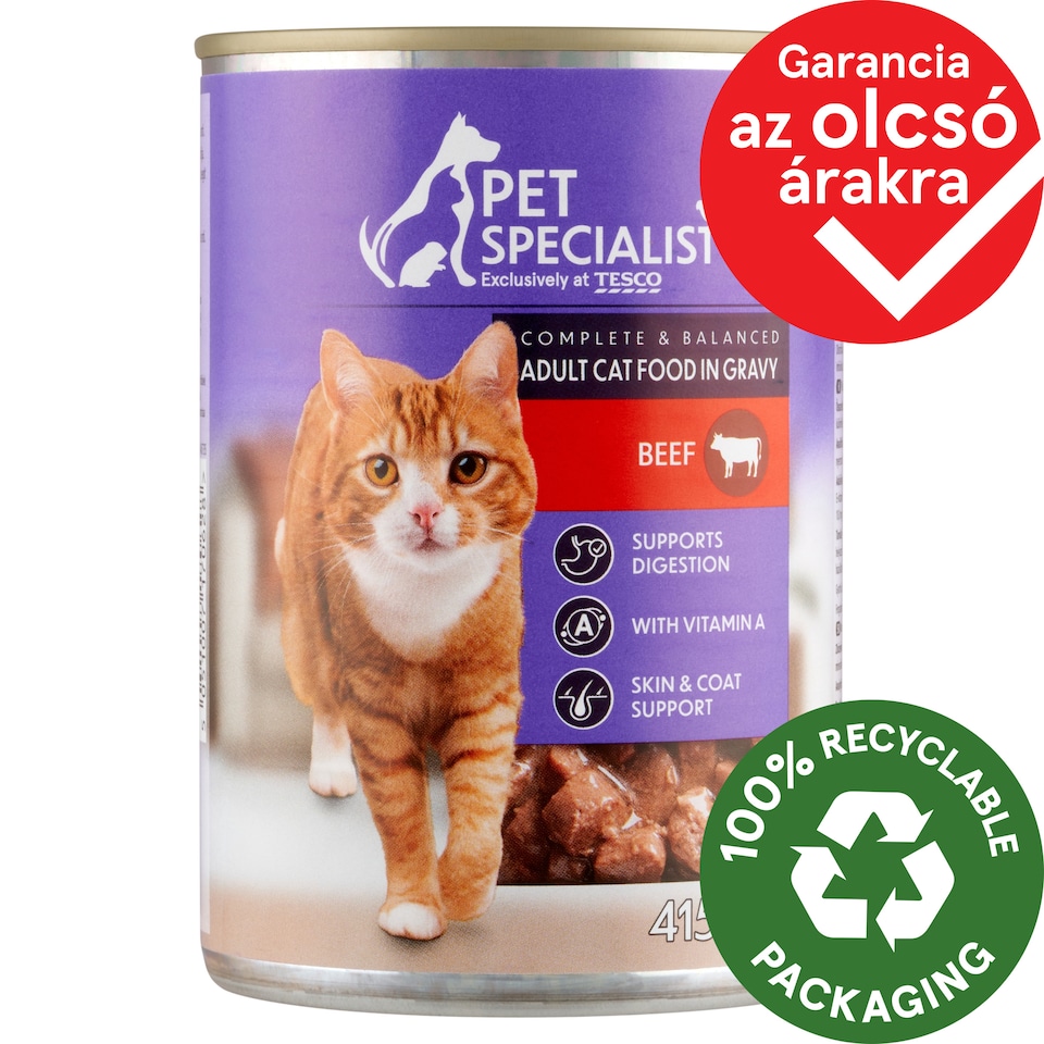 Pet Specialist Adult Cat Food in Gravy with Beef 415 g