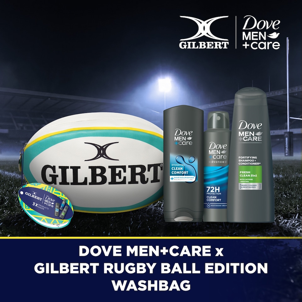 image 1 of Dove Men + Care & Gilbert Rugby Ball Washbag