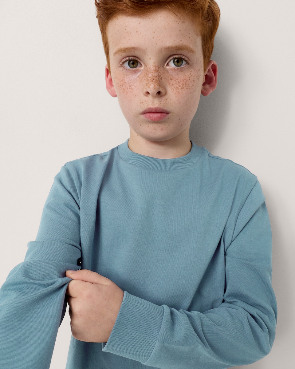 image 1 of F&F Boys Pure Cotton Long Sleeved Top in Blue