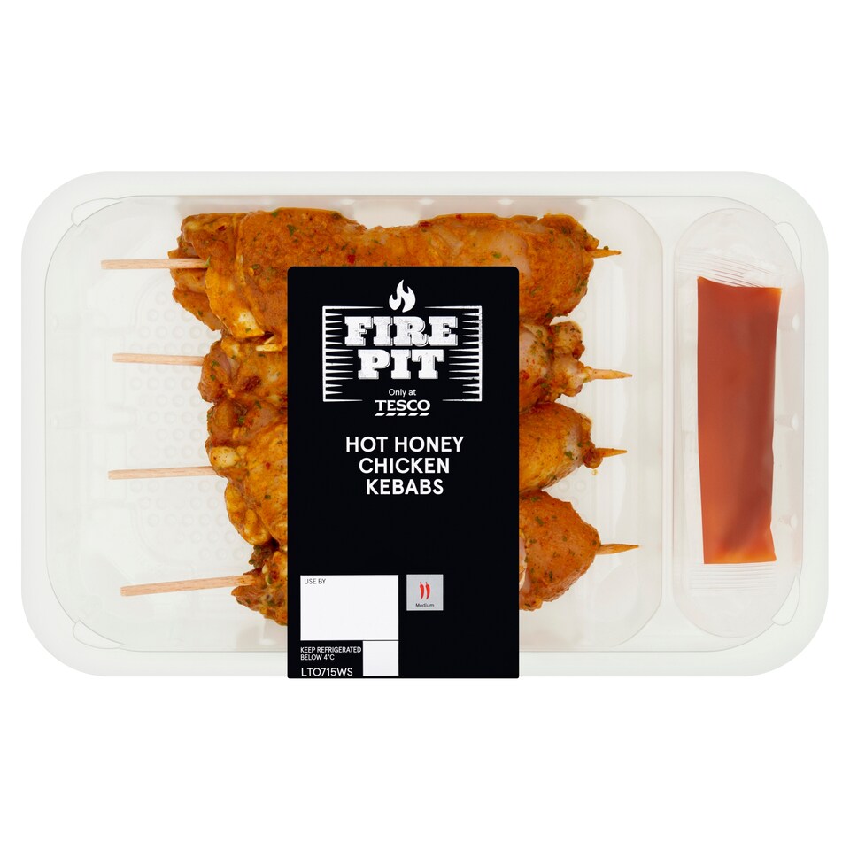 Tesco Fire Pit Hot Honey Chicken Kebabs 400g