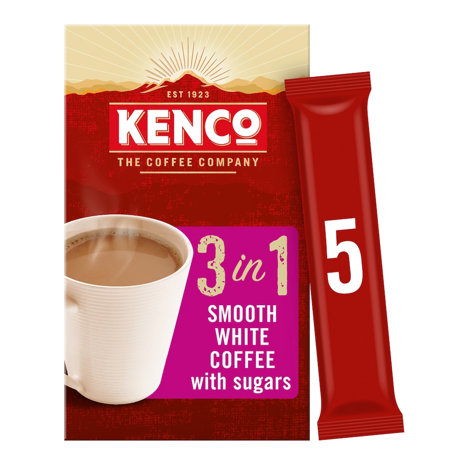 image 1 of Kenco 3 In 1 Instant Smooth White Coffee 5 Sachet 100G