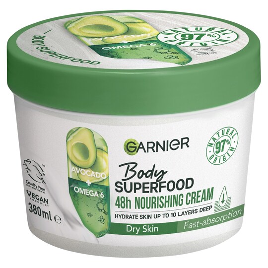 Garnier Nourishing Body Superfood Avocado Body Cream 380Ml Tesco