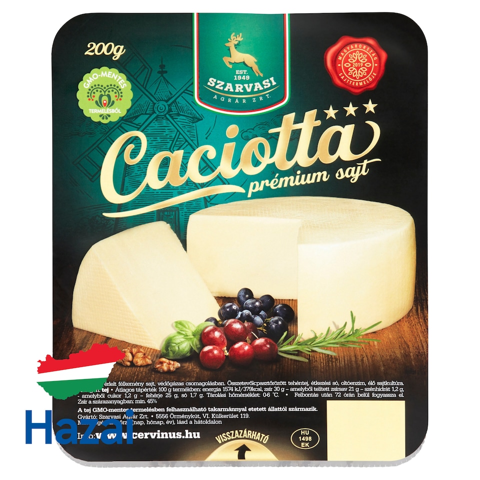 Szarvasi Caciotta kérgében érlelt félkemény sajt 200 g