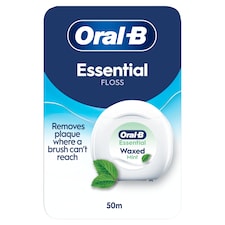 Oral-B Essential Floss - Removes Plaque - Waxed Dental Floss for Tight Spaces - Mint Flavor - 50m