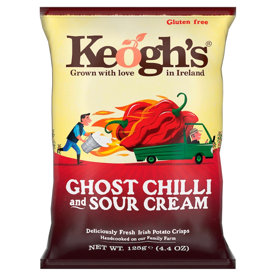 KEOGHS CRISPS Straight Cut Ghost Chilli and Sour Cream Crisps 125g