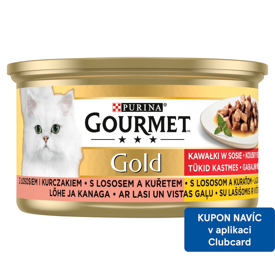 GOURMET Gold kousky ve šťávě s lososem a kuřetem 85g