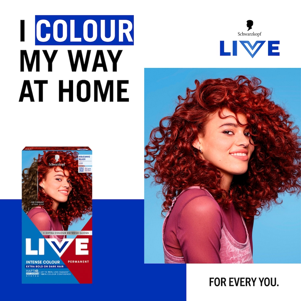 image 1 of Schwarzkopf LIVE Intense Colour L68 Volcanic Blaze Permanent Hair Dye
