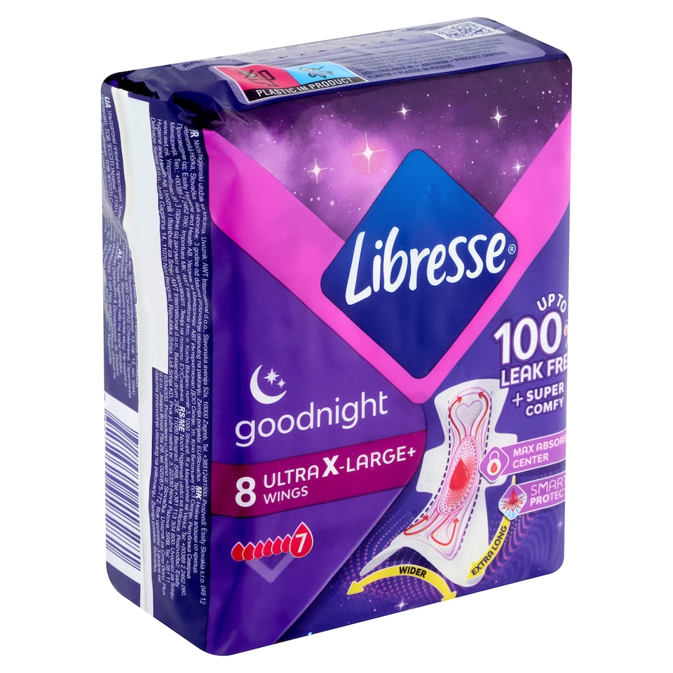  Libresse Ultra X-Large+ Goodnight szárnyas egészségügyi betét, éjszakai használatra 8 db  1. kép