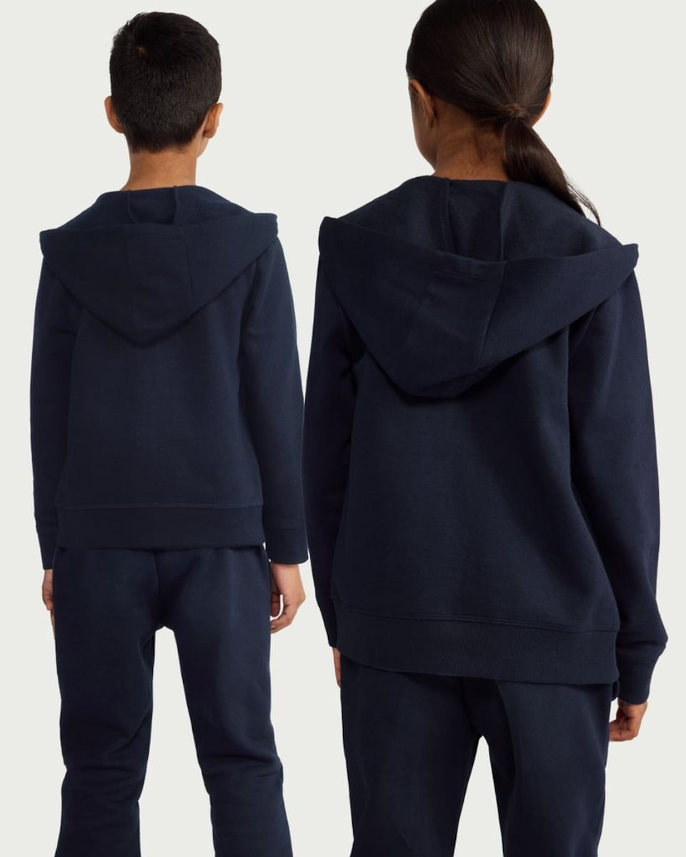image 1 of F&F School Girls Cotton Rich Zip Up Hoodie in Navy