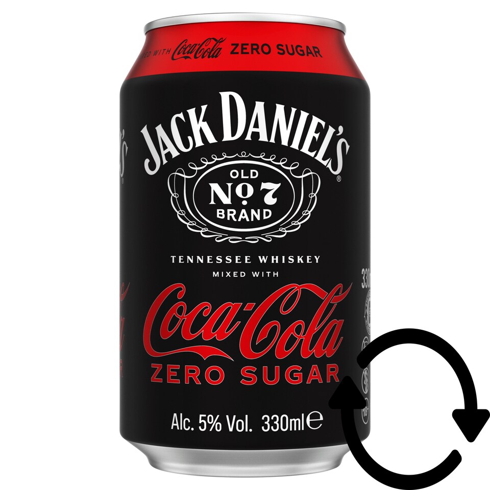 Jack Daniel's Tennessee Whiskey and Coca Cola Alcoholic Carbonated Drink with Sweeteners 5% 330 ml