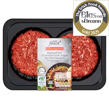 Tesco Finest Reduced Fat Irish Angus 6Oz Beef Burgers 340G