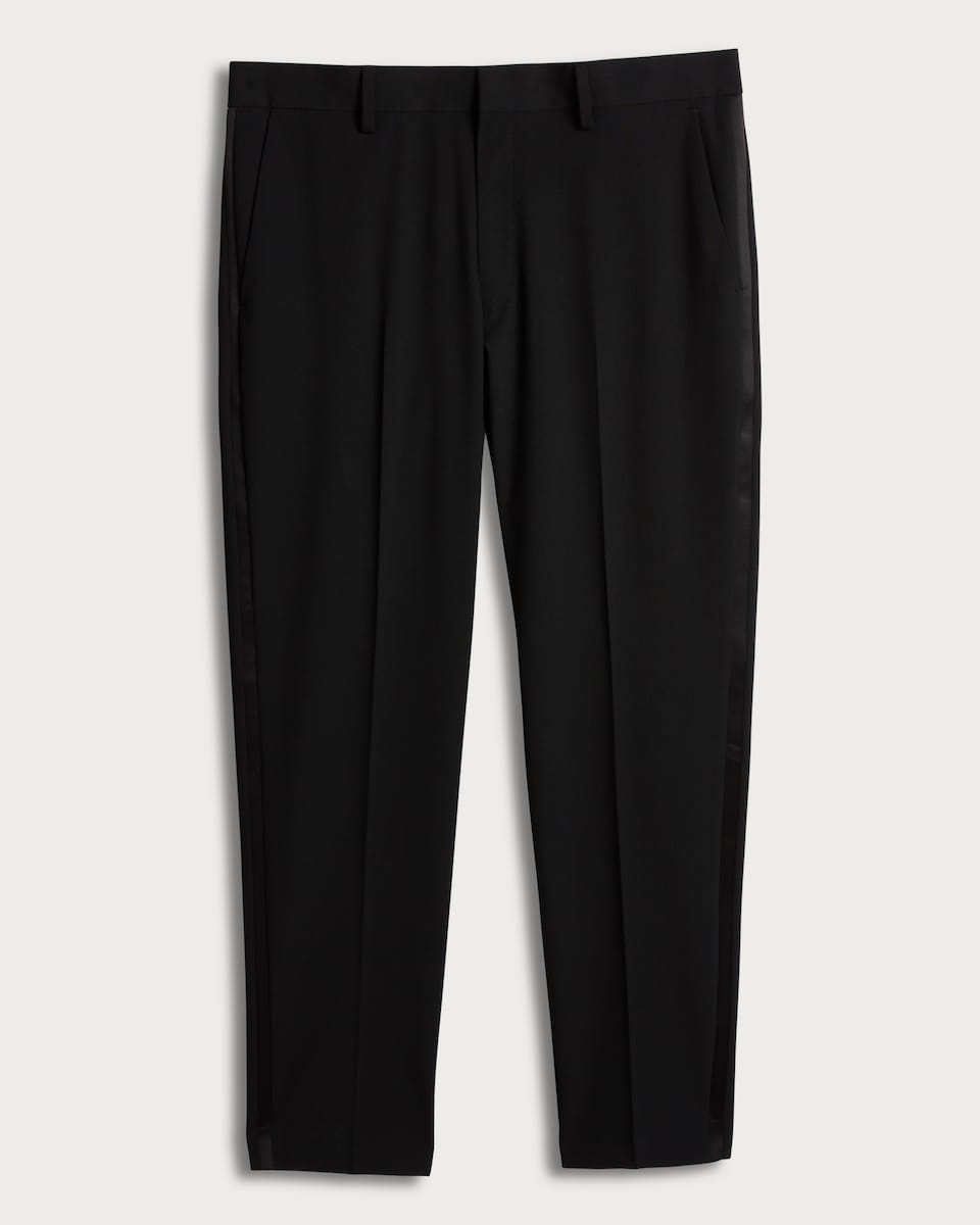 image 1 of F&F Tailored Fit Tuxedo Trousers in Black