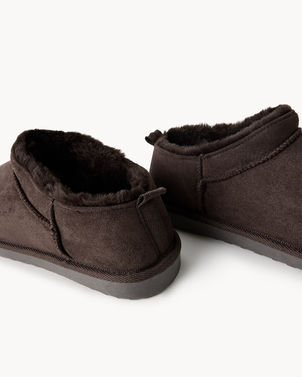 image 1 of F&F Faux Suede Slipper Boots in Brown