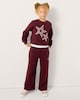 image 2 of F&F Girls 2-Piece Cotton Rich Star Embroidered Sweatshirt and Jogger Set in Burgundy