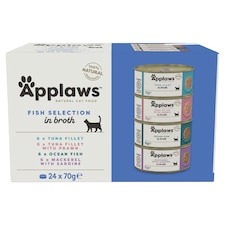 Applaws Natural Wet Cat Food Fish Selection in Broth Tins 24 x 70g